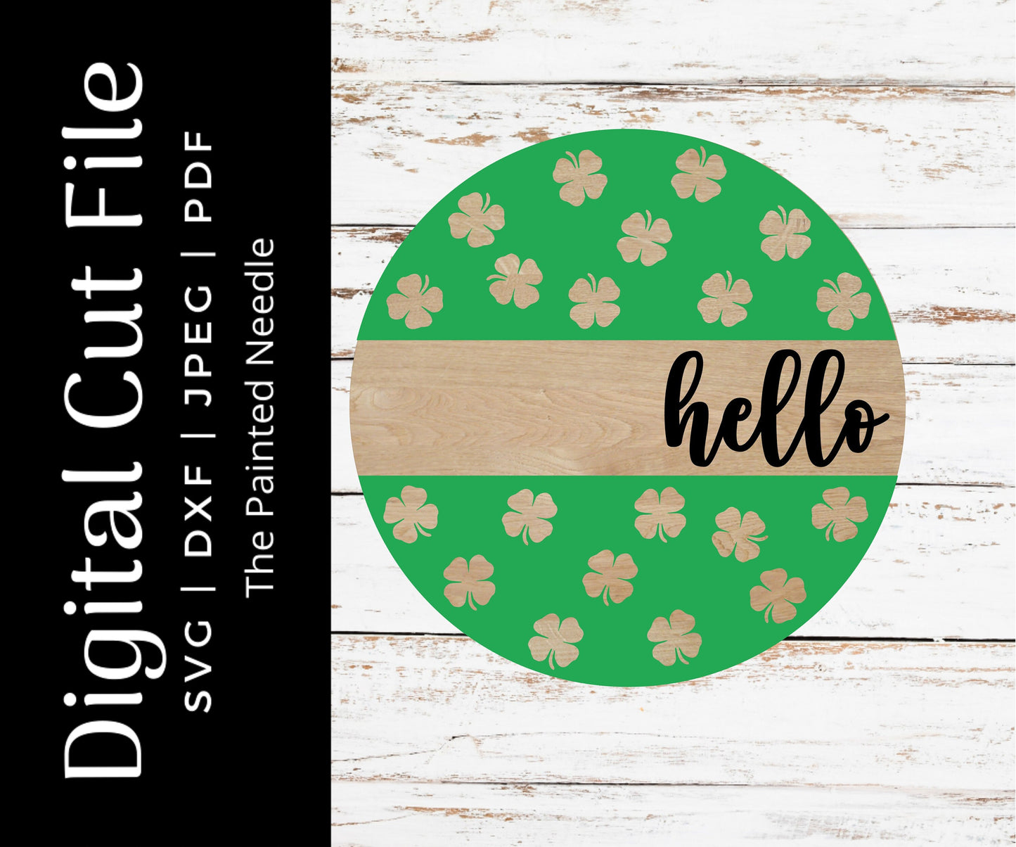 Clover Hello Door Hanger SVG, St Patrick's Day Cut File (Digital Download)