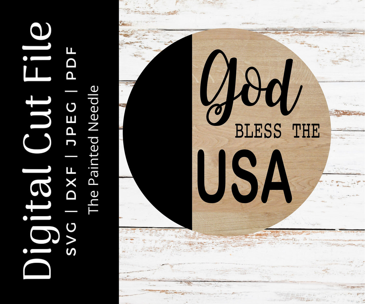 God Bless USA Door Hanger SVG, Patriotic 4th of July (Digital Cut File)