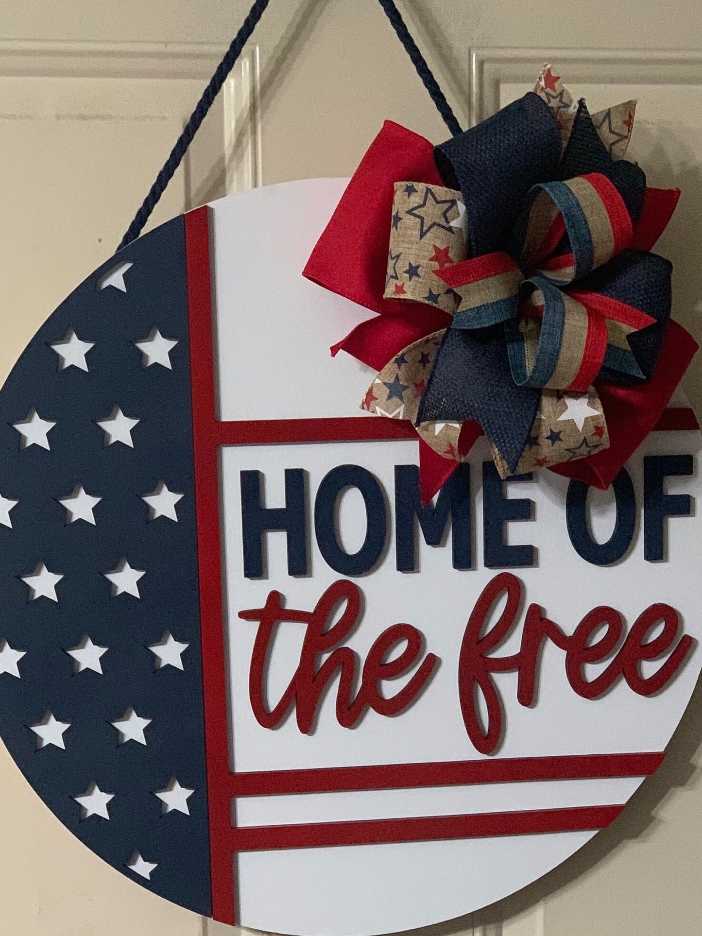 Patriotic Home of the Free Door Hanger