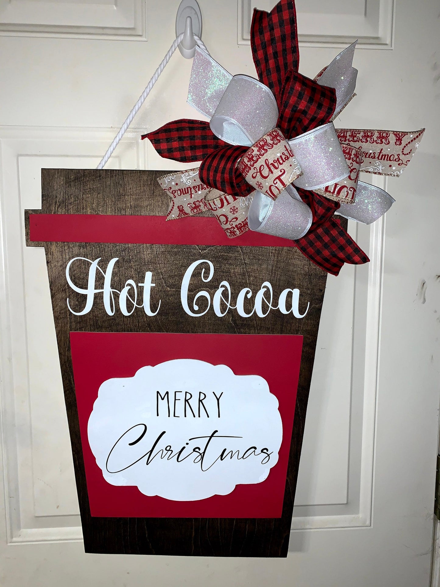 Hot Cocoa Door Hanger SVG, Christmas Coffee Cup Cut File (Digital Download)