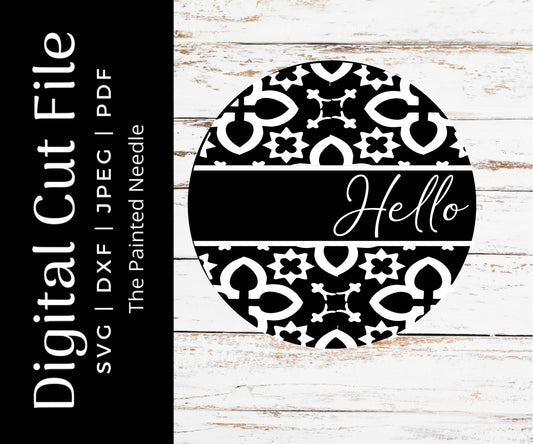 Tile Design Door Hanger SVG, Moroccan Tile Cut File (Digital Download)