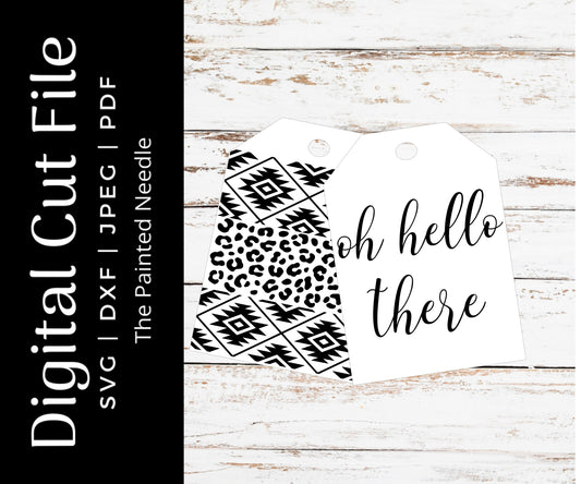 Aztec Leopard Door Tag SVG, Cricut Silhouette Cut File (Digital Download)
