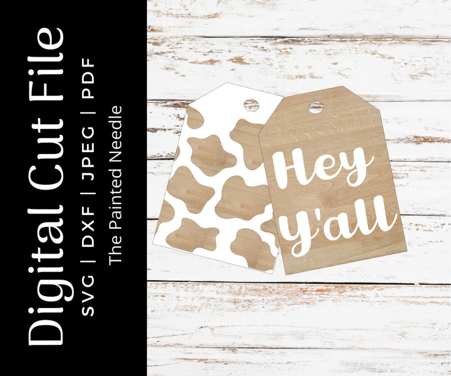 Cow Spots Door Tag SVG, Hey Y'all Design (Digital Download)