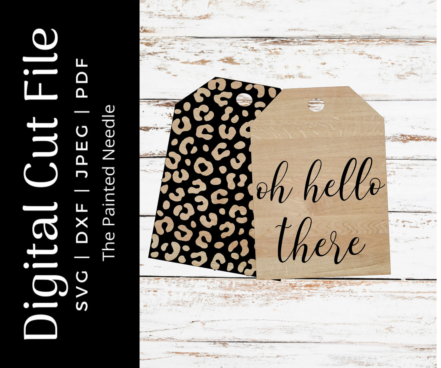 Leopard Print Door Tag SVG, Oh Hello There Design (Digital Cut File)