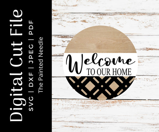 Welcome Home Door Hanger SVG, Basket Weave Design (Digital Download)