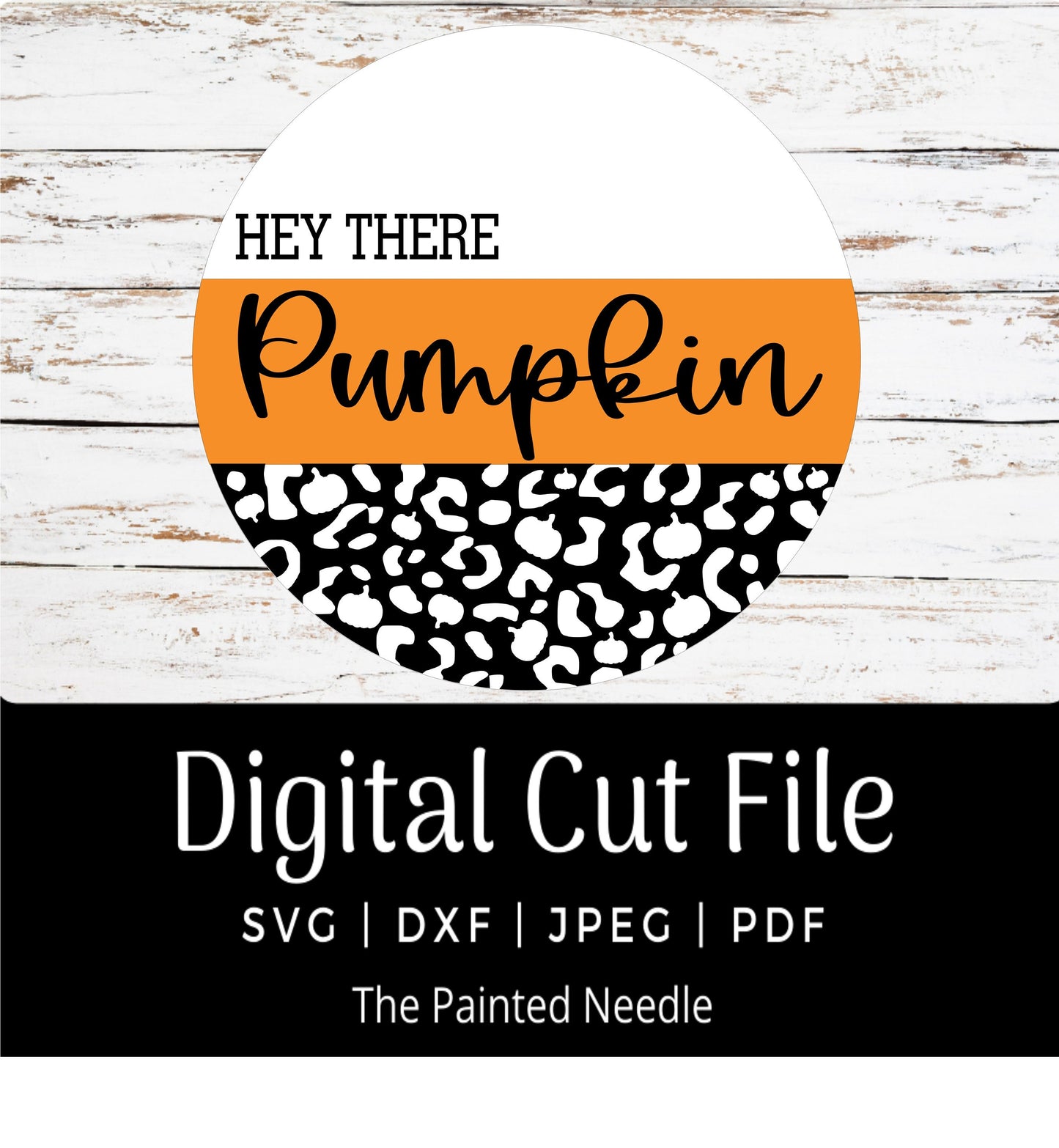 Leopard Pumpkin Door Hanger SVG, Hey There Pumpkin Print (Digital Download)