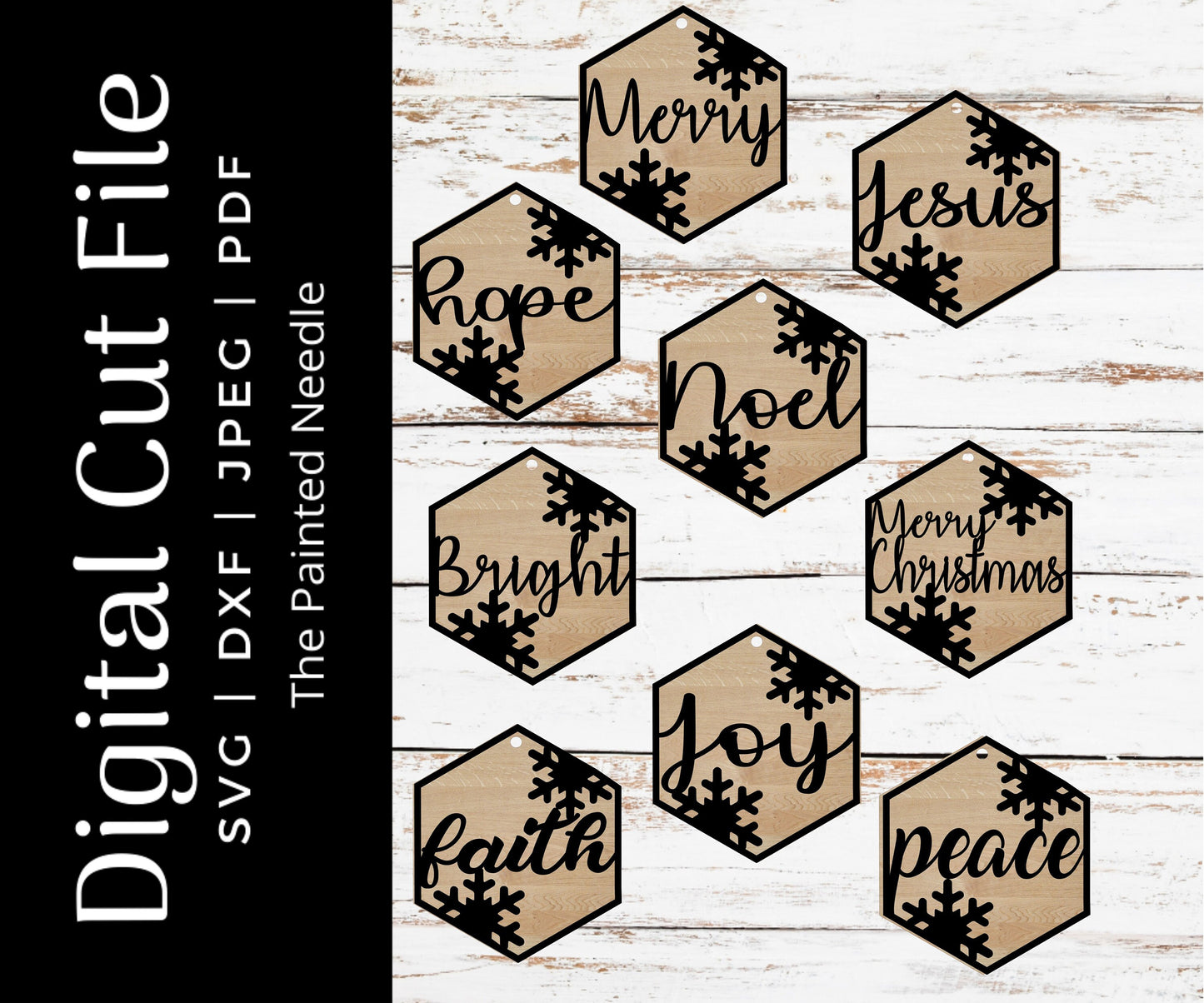 Hexagon Christmas Ornaments SVG Laser Cut Files (Digital Download)