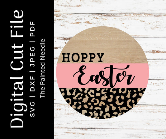 Leopard Easter Door Hanger SVG, Cheetah Print (Digital Download)