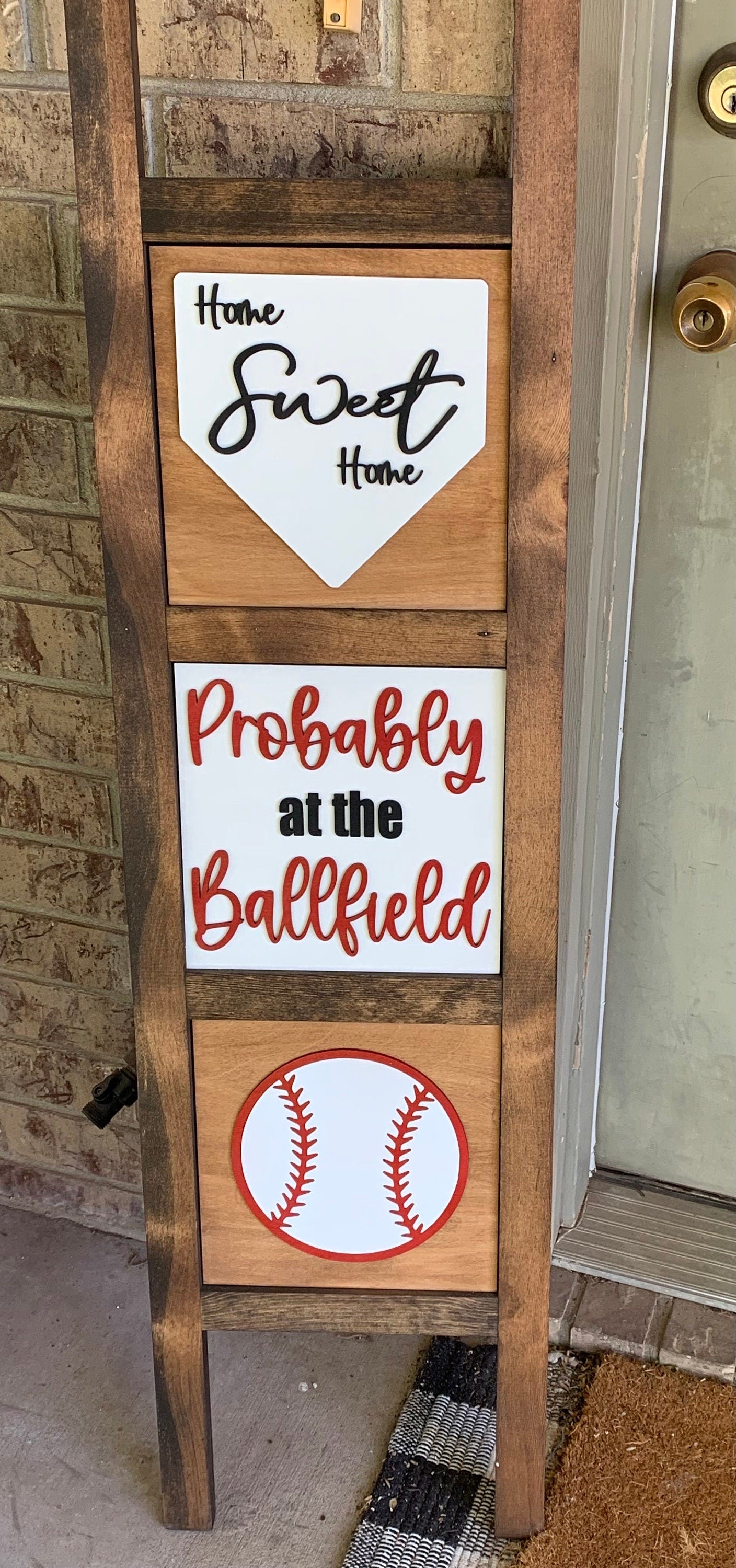 Baseball Interchangeable Ladder Inserts, Baseball Porch Decor, Home Sweet Home Baseball Porch Decor, Baseball Interchangeable signs