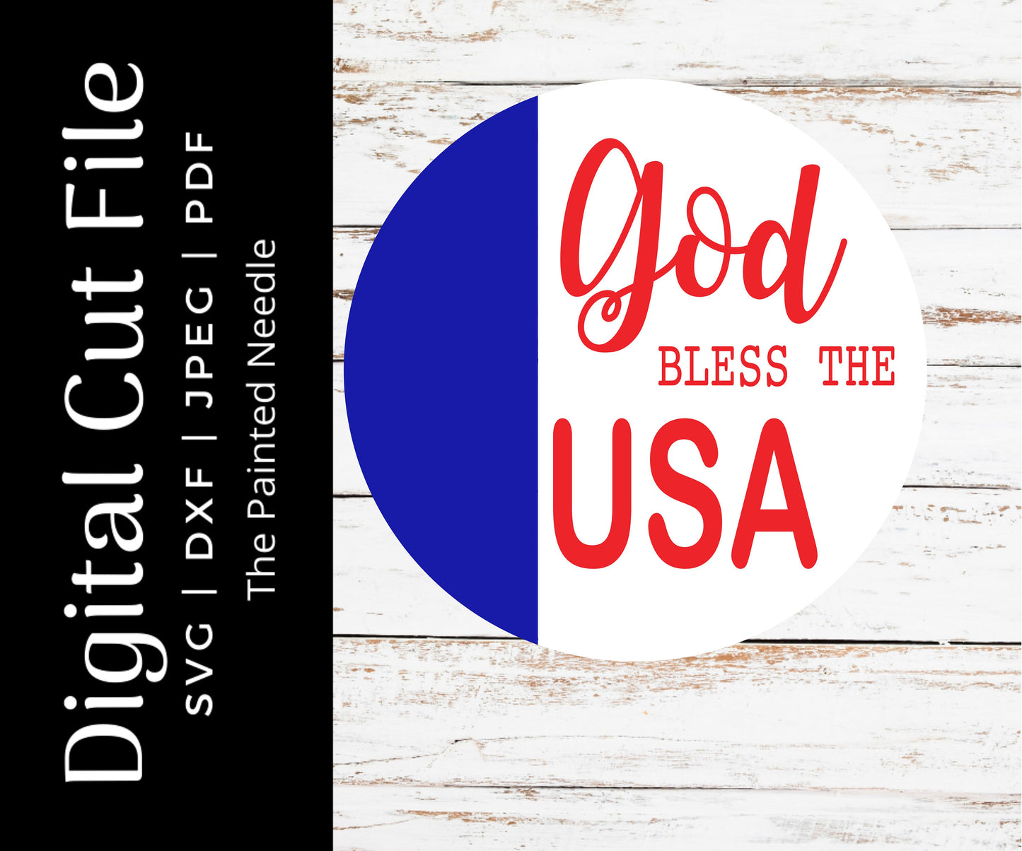 God Bless USA Door Hanger SVG, Patriotic 4th of July (Digital Cut File)