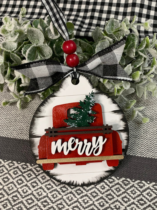 Merry Farmhouse Truck Ornament