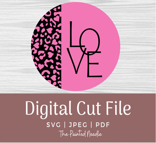 Leopard Heart Door Hanger SVG, Love Cut File (Digital Download)