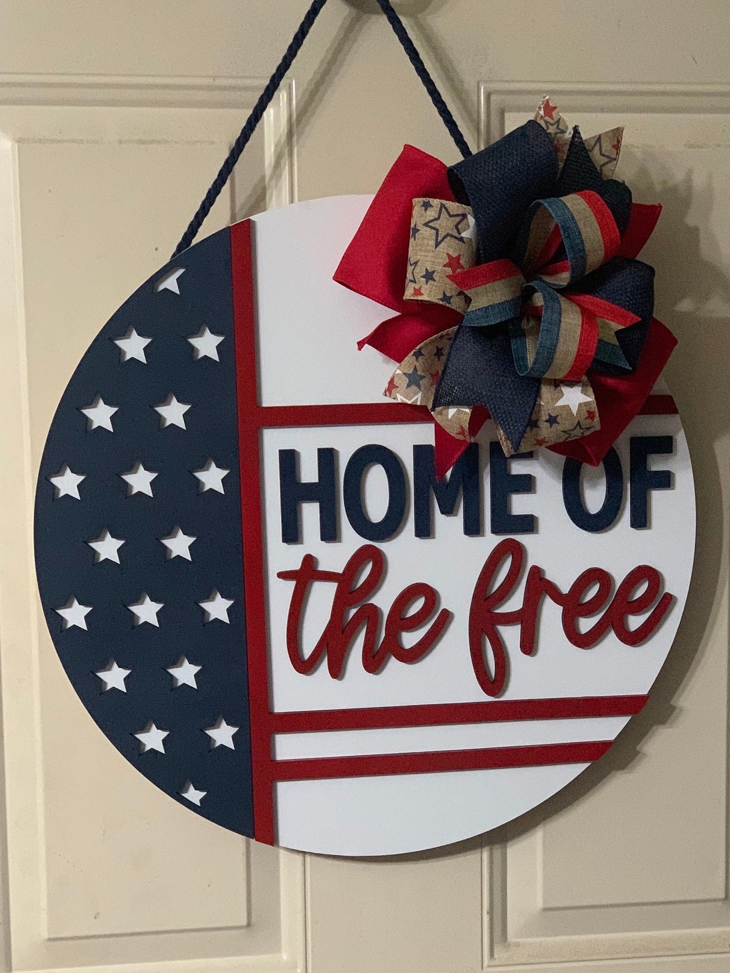 Patriotic Home of the Free Door Hanger