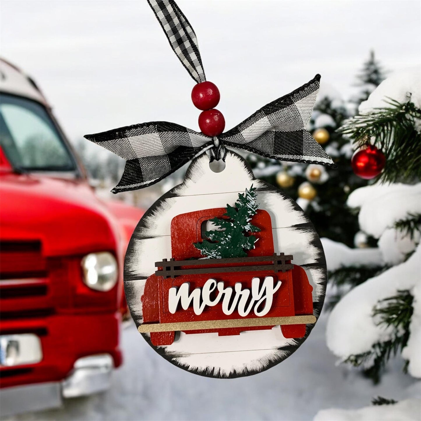 Merry Farmhouse Truck Ornament