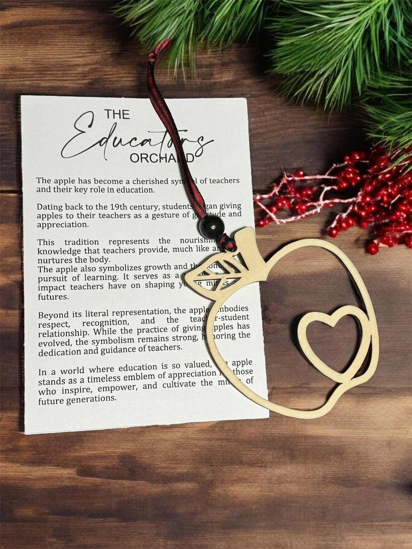 The Educator’s Orchard Apple Christmas Ornament with Heartfelt Note