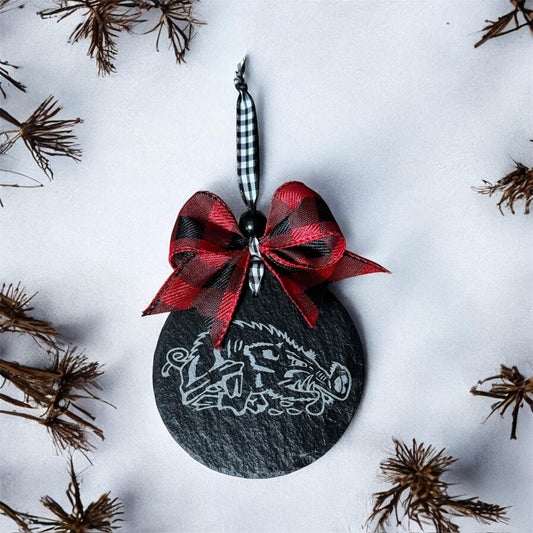 Arkansas Razorback Slate Christmas Ornament