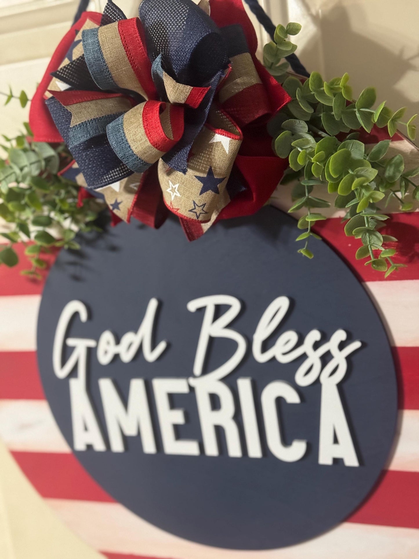 Patriotic God Bless America Door Hanger