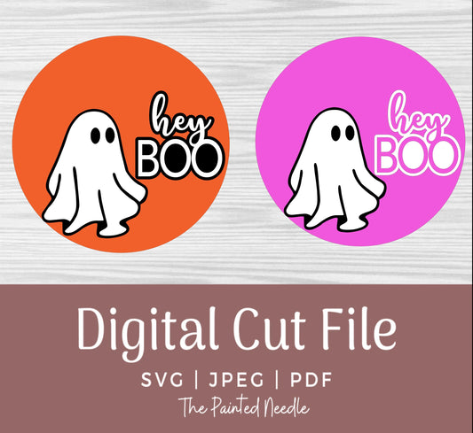 Hey Boo Ghost Door Hanger SVG, Laser Cut File (Digital Download)